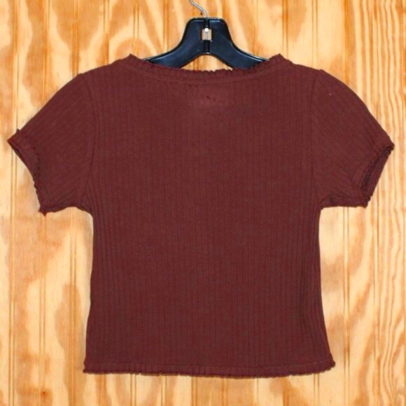 NWT PacSun Ribbed Button Front Crop Top – Size S – Brown – Cotton Blend - Picture 2 of 10